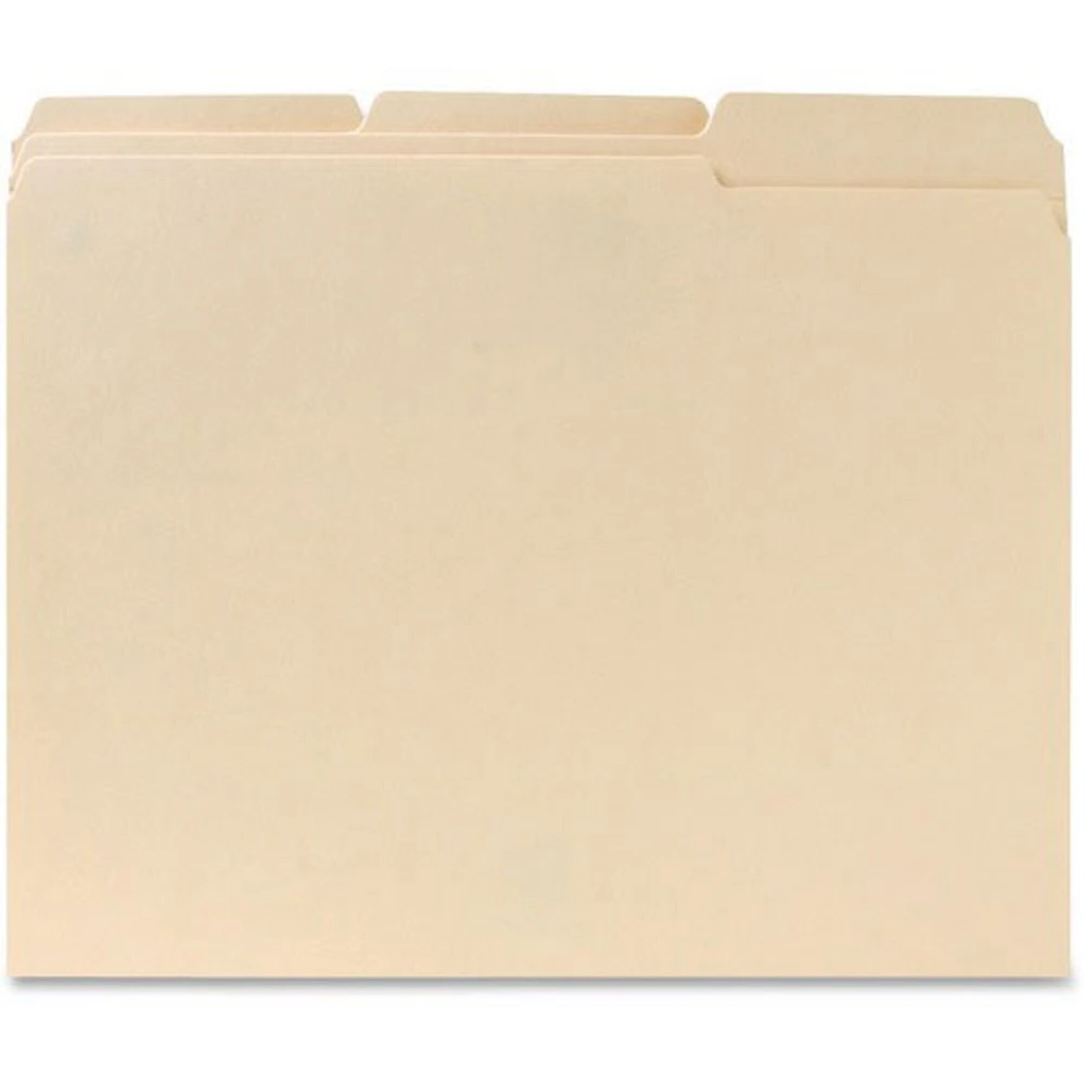 Business Source File Folders 1/3 Cut Assorted Tab 2-Ply Ltr 100/BX Manilla