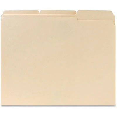 Business Source File Folders 1/3 Cut Assorted Tab 2-Ply Ltr 100/BX Manilla