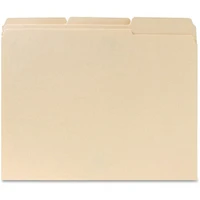 Business Source File Folders 1/3 Cut Assorted Tab 2-Ply Ltr 100/BX Manilla