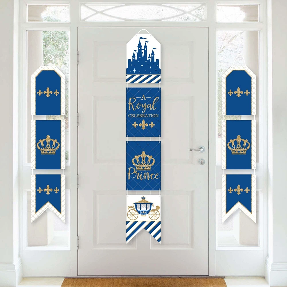 Big Dot of Happiness Royal Prince Charming - Hanging Vertical Paper Door Banners - Baby Shower or Birthday Party Wall Decor Kit - Indoor Door Decor