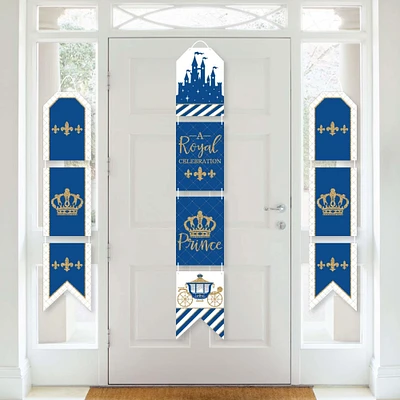 Big Dot of Happiness Royal Prince Charming - Hanging Vertical Paper Door Banners - Baby Shower or Birthday Party Wall Decor Kit - Indoor Door Decor