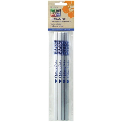 Roxanne Water-Soluble Chalk Marking Pencils 4/Pkg-2 Each - White & Silver