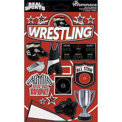 Reminisce Real Sports Cardstock Stickers 6"X4.5"-Wrestling