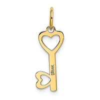 14K Yellow Gold Heart Shaped Key & Lock Charm Jewelry 20mm x 7mm