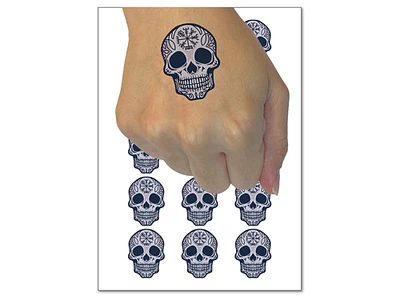 Norse Viking Rune Skull Temporary Tattoo Water Resistant Fake Body Art Set Collection (1 Sheet)