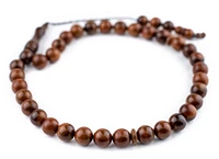 33  Dark Brown Round Wooden Arabian Prayer Beads (10mm), Islamic Tasbih, Ramadan Gift, Quality Middle Eastern Beads - The Bead Chest