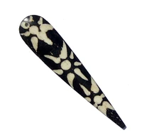 TheBeadChest Sunflower Design Batik Bone Feather Pendant 22mm Kenya African Black and White Handmade