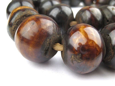 Dark Brown Bone Beads - Full Strand of Fair Trade African Beads - The Bead Chest (Sphere, Dark Brown)