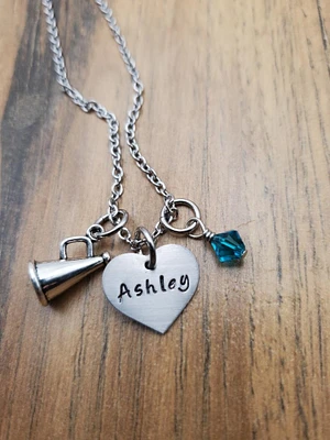 Hand Stamped Personalized Cheer Necklace, 8th Grade Night Gift, Cheerleader Gifts For Girls