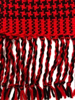 Handwoven Red and Black Houndstooth Scarf