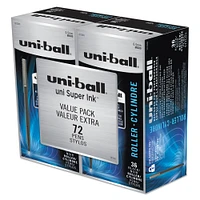 Uni-Ball Stick Roller Ball Pen, Micro 0.5mm, Black Ink/Barrel, 72/Pack