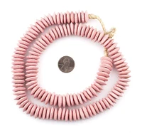 TheBeadChest Ashanti Fair Trade Glass Saucer Beads - African Tribal Ethnic Disk Rondelle Spacers (Light Pink)