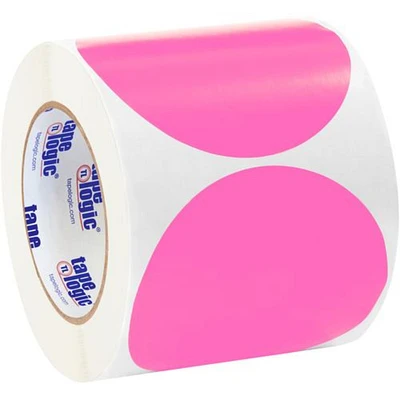 Tape Logic Inventory Circle Labels, 4", Fluorescent Pink, 500/Roll