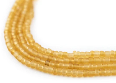 TheBeadChest Translucent Amber Matte Glass Seed Beads (4mm) - 24 inch Strand of Quality Glass Beads