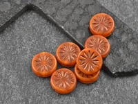 *15* 12mm Copper Washed Orange Opaline Aster Flower Coin Beads