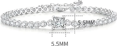 Moissanite Bracelet S925 Sterling Silver White Gold Plated Tennis Bracelets for Women Jewelry Wedding-mothers day gifts
