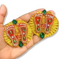 2 Pairs Acrylic Laxmi Feet, Hindu Diwali Decor, Vara Lakshmi Pagh, Pooja Favor , Puja Aarti Kit Items,shubh Labh, Laksmi Charan,sri Lakshmi Chran