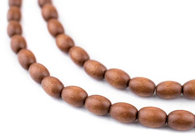 TheBeadChest Light Brown Oval Natural Wood Beads (9x6mm): Organic Eco-Friendly Wooden Bead Strand for DIY Jewelry, Crafts, Necklace and Bracelet Making
