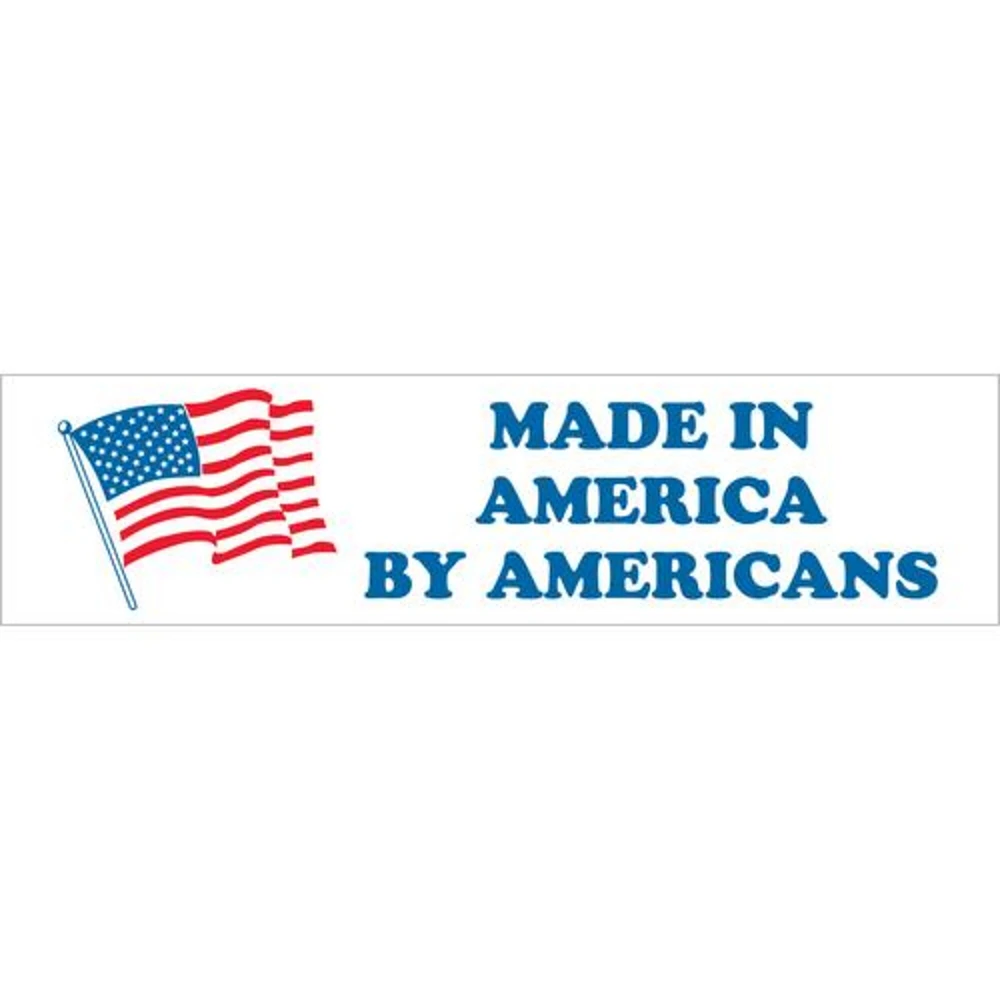 Tape Logic Labels, "Made in America by Americans", 2" x 6", Red/White/Blue, 500/Roll