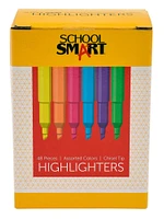 School Smart Pen Style Highlighters, Chisel Tip, Assorted Colors, Pack of 48