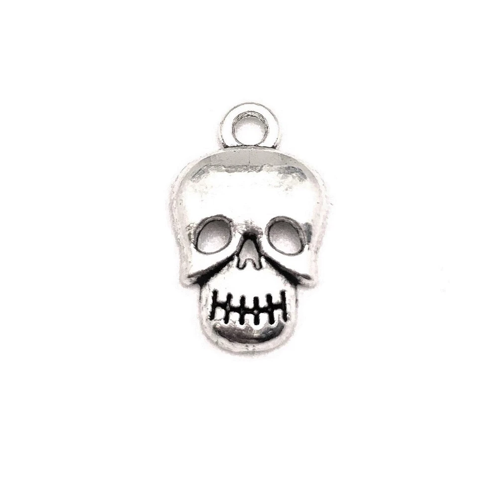 4, 20 or 50 Pieces: Small Antique Silver Skull Charms