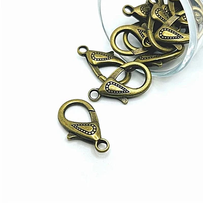 4, 20 or 50 Pieces: 16 x 31 mm Jumbo Bronze Decorative Lobster Clasps