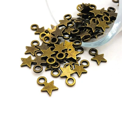 4, 20 or 50 Pieces: Small Bronze Star Charms