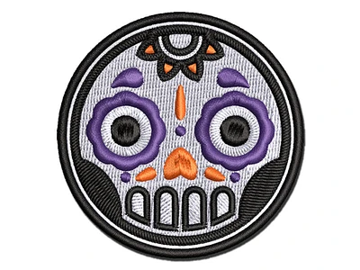 Cute Dia de los Muertos Day of Dead Sugar Skull Multi-Color Embroidered Iron-On Patch Applique