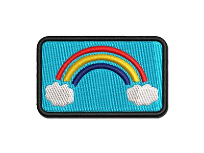 Rainbow with Clouds Multi-Color Embroidered Iron-On Patch Applique