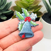 1, 4 or 20 Pieces: Creepy Christmas Holiday Bell Charms - Double Sided