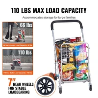 Folding Shopping Cart Grocery Utility Cart with Rolling Swivel Wheels