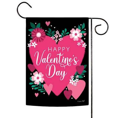Valentines Flower Hearts Decorative Valentine's Day Double Sided Flag