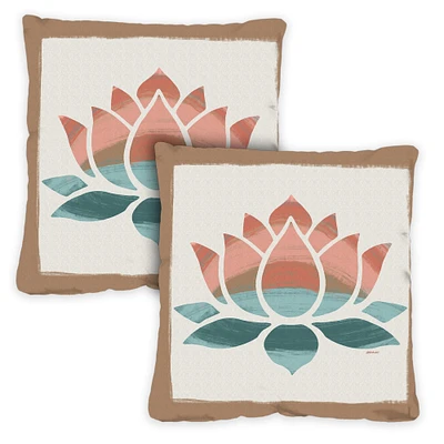 Zen Lotus Decorative Flower Indoor/Outdoor Pillow Cover (set of 2)
