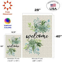 Burlap Welcome Flower Decorative Spring Double Sided Flag