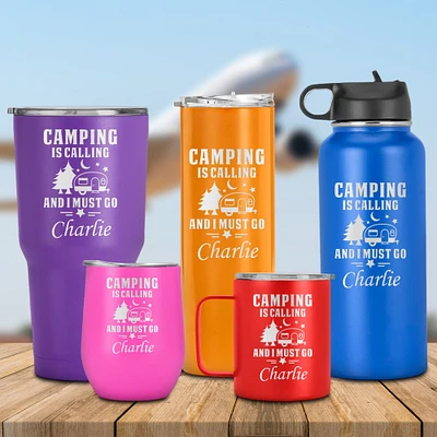 Engraved Camping is calling and I must Go Tumbler, Campfire, Funny Mugs Gifts Ideas for Women