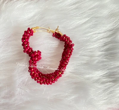 Wrapped beaded heart Valentine’s day earrings