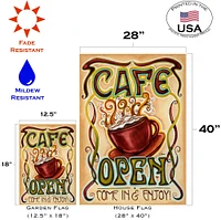 CafÃ© Open Decorative Coffee Double Sided Flag