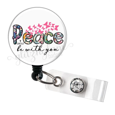 Peace Badge Holder, Faith Badge Reel, Butterfly Badge Holder, Motivational Badge Holder, Retractable ID Badge Reel Holder - GG6194Q