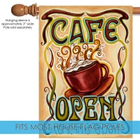 CafÃ© Open Decorative Coffee Double Sided Flag