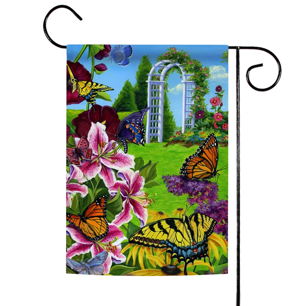 Butterflies In The Garden Decorative Flower Flag