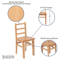 Emma and Oliver Kids Natural Solid Wood Table and Chair Set for Classroom, Playroom, Kitchen