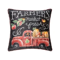 Farmers Market Chalk Light-Up LED 18" x 18" Throw Pillow