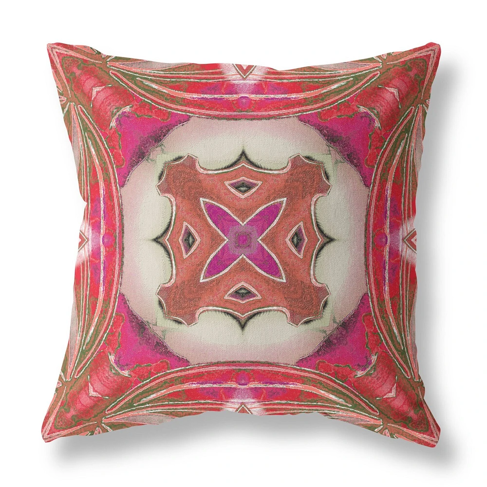 20 Fuchsia Red Geo Tribal Suede Throw Pillow