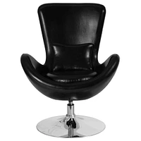 Merrick Lane Soro High-Back Egg Style Lounge Chair With 360° Swivel Metal Base