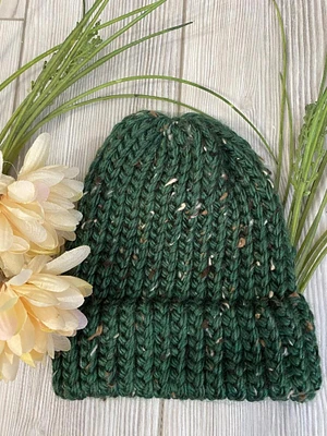 Cozy Forest Green Winter Beanie For Baby