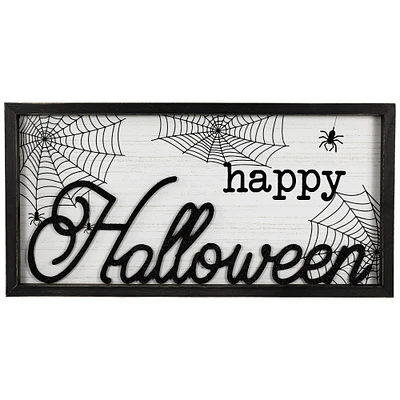 Northlight 23.5" Happy Halloween Spider Web Wall Sign