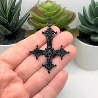 1, 4 or 20 Pieces: Black Enamel Inverted Cross Pendants