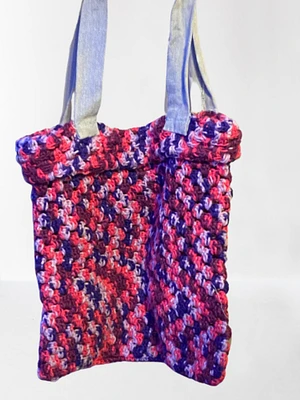 Crochet Tote Bag Purple, Reusable Market Bag, Granny Stitch Tote, Large Reusable Washable Bag, Grocery Bag, Beach bag, Birthday Gift For Mom