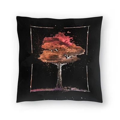 Watercolor Tree On Black Throw Pillow Americanflat Decorative Pillow