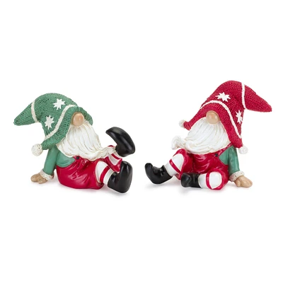 Melrose Set of 2 Lounging Gnome Christmas Tabletop Decor 5"